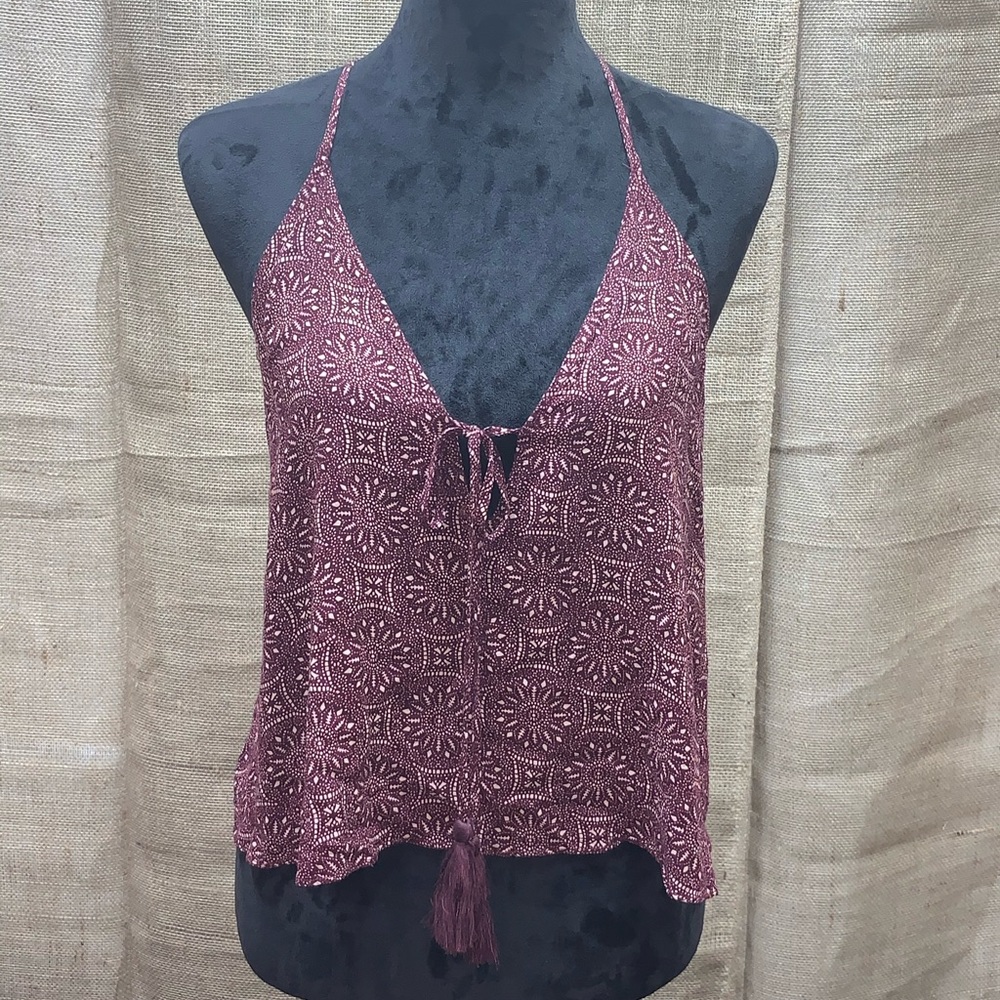 Akira Chicago Purple and Cream Crop Top - Picture 2 of 6